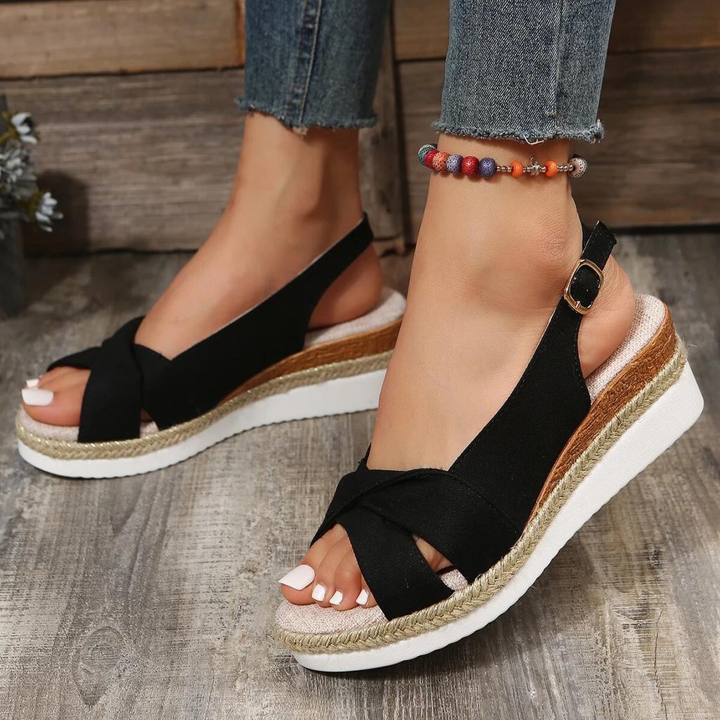 Fashion Peep Toe Wedge Sandals for Women Summer Lightweight Platform Gladiator Shoes Woman Plus Size Non Slip Beach Sandals