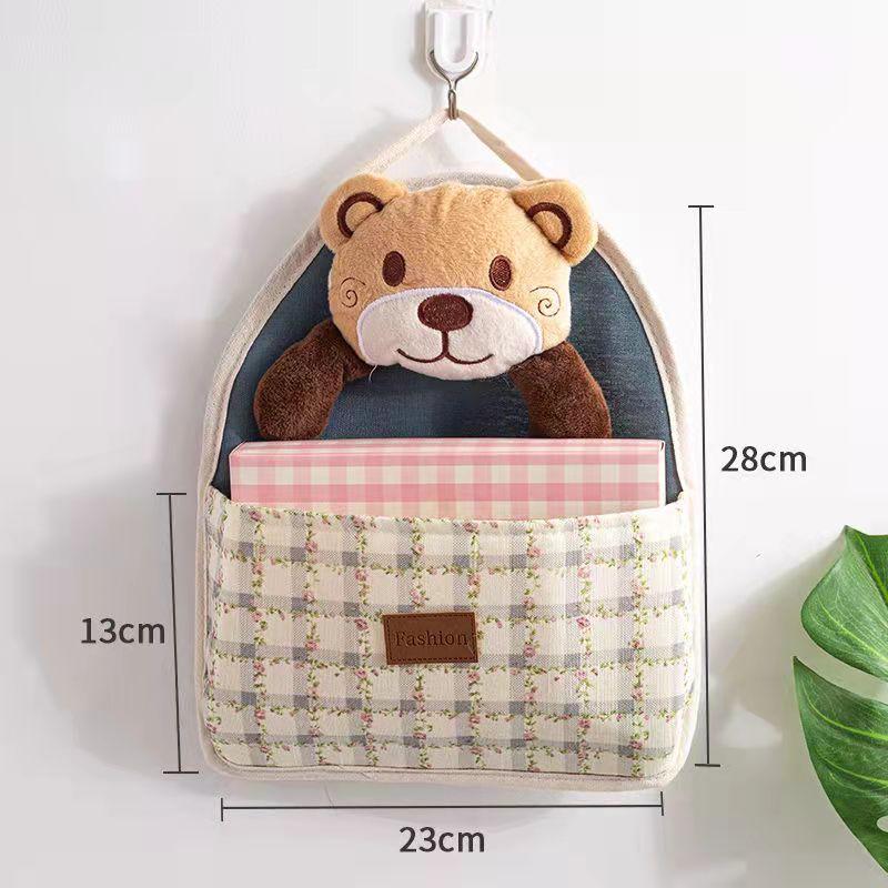 Multi-pocket Lovely Fabric Sundry Storage Bag Dormitory Door Back Wall Hanging Bag Cell Phone Key Storage Hanging Bag Home Organizer