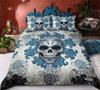 3D Printed Floral Skull Duvet Cover Set Mandala and Sugar Skull Bedding Sets Skeleton Bones Roses Floral Quilt Cover King Size