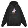 Heavyweight 440g Washed Vintage Denim-Style Anime Hoodie Men Streetwear Casual Sweatshirt