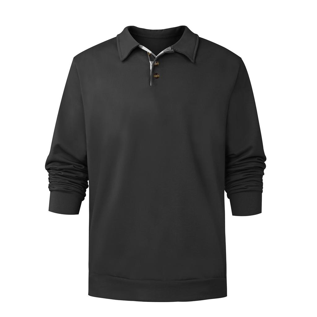 Мужская толстовка Зимняя толстовка Однотонная свободная футболка с длинным рукавом и лацканами