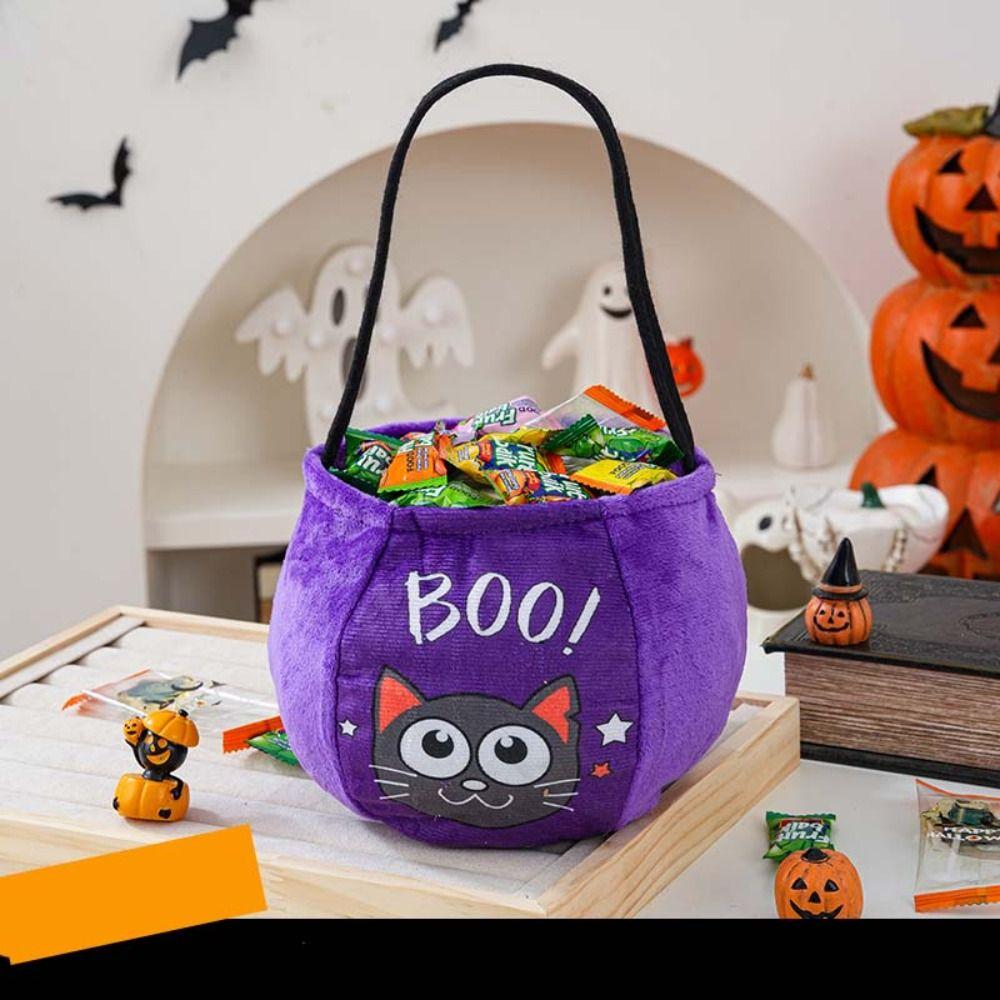 Cloth Pumpkin Candy Bucket Trick or Treat Stuffed Cotton Tote Bags Kawaii Halloween Candy Bag  Kids