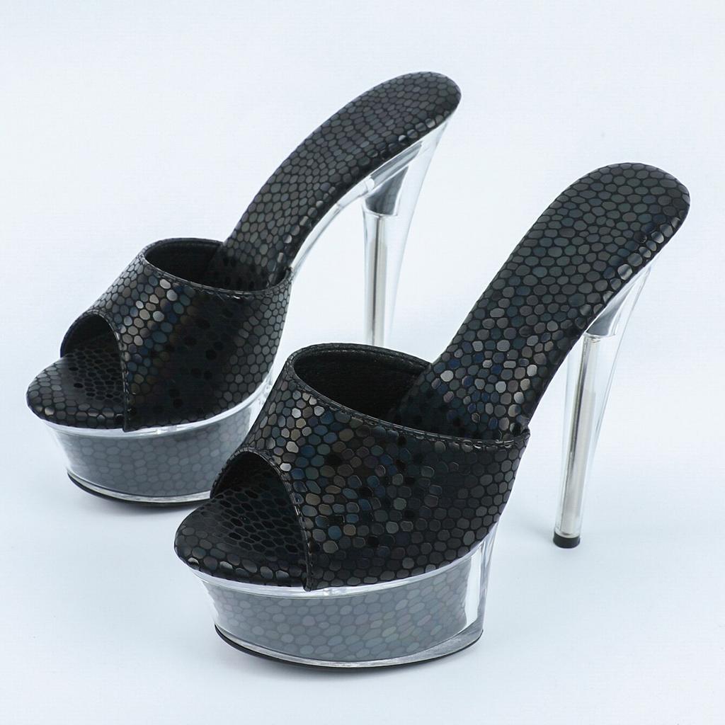 Women's Shoes Spring Clear Heels Sexy Sandals Slipper Girls Shoe for Party Club 14cm Heel 4cm Platform LFD-B3662