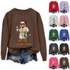 Women's Fashionable And Fun Printed Round Neck Long Sleeved Casual Pullover Sweatshirts Top