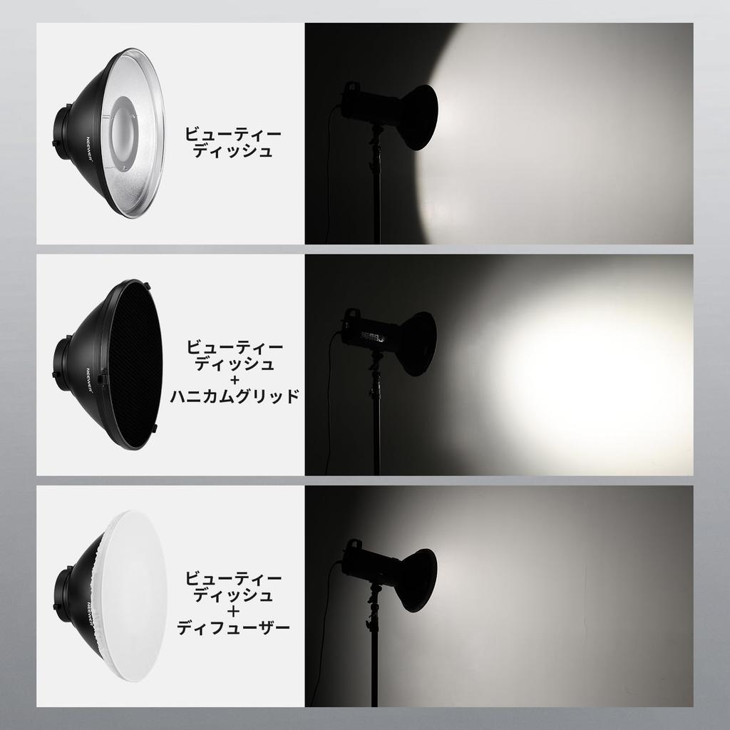 NEEWER Metal Beauty Dish Bowens Mount Reflector Set with White Diffuser and Honeycomb Grid for Strobe Flash Video Light Compatible with Godox AD600