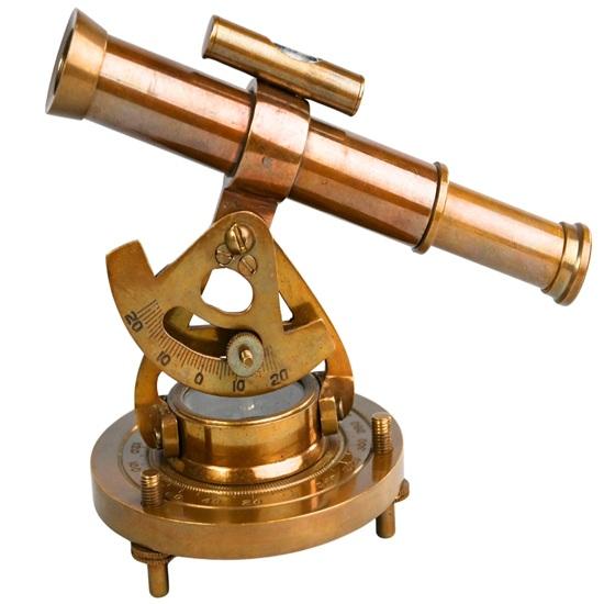 13.97 Cm Brass Alidade Telescope with Compass Nautical Decor Gift.