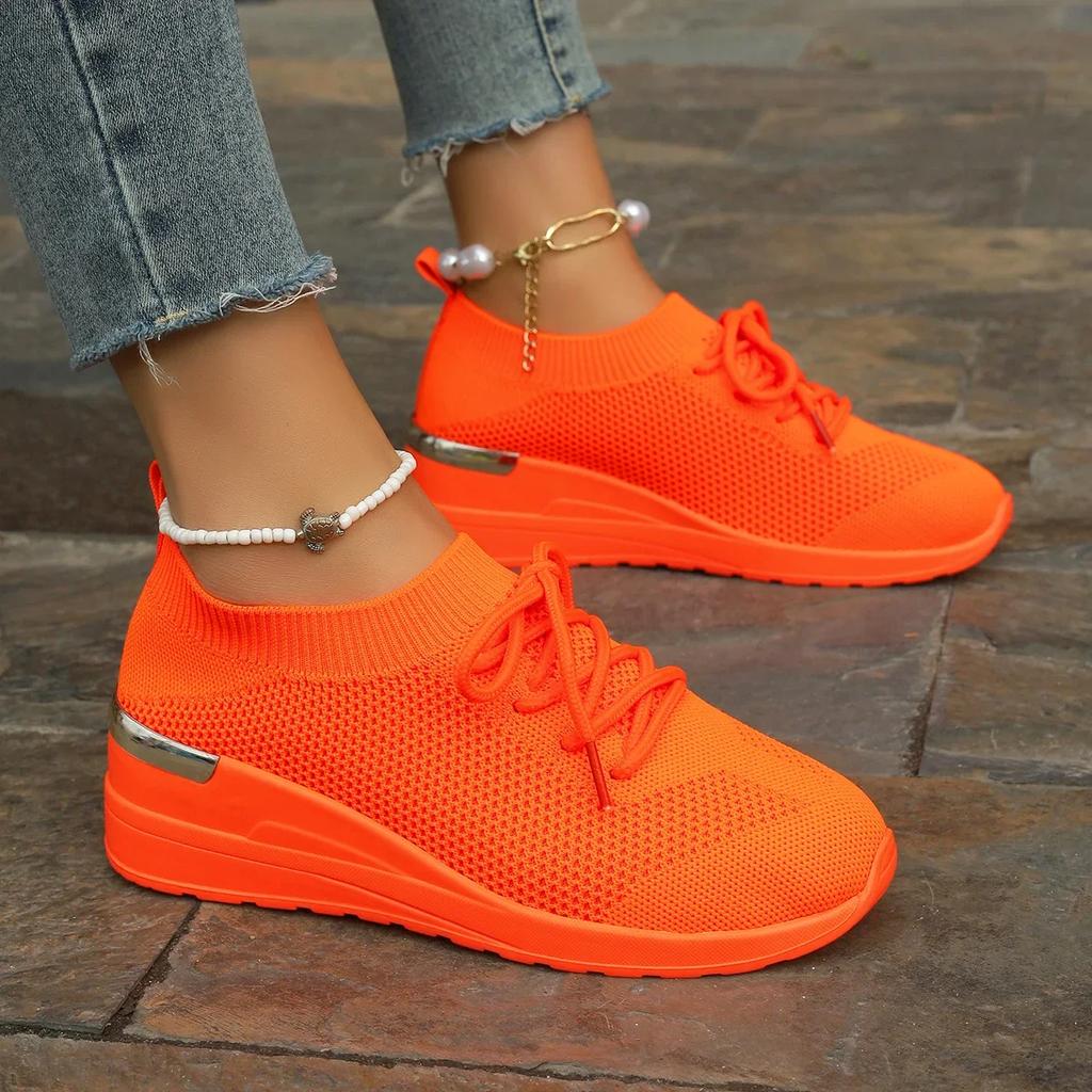 Fashion 2024 Women Causal Sneakers Summer Mesh Fashion Breathable Sneakers Lace Up Sports Shoes for Women Platform Walking Running Shoes
