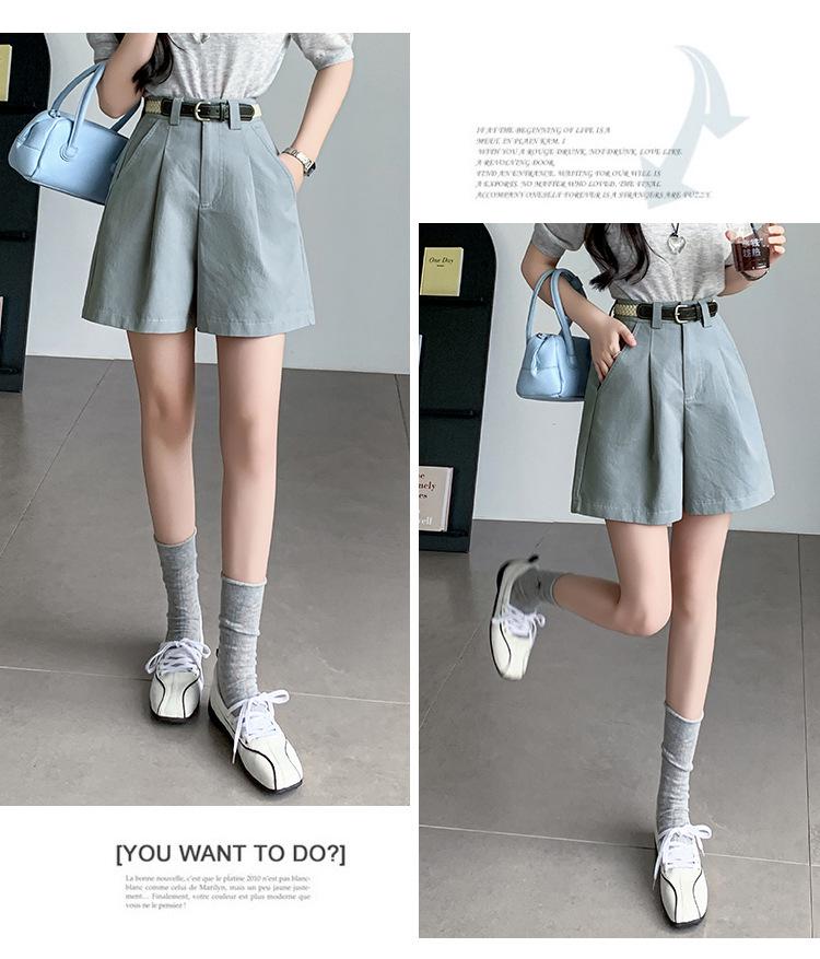 2026 Summer Korean Style Women's A-Line Cargo Shorts with Belt