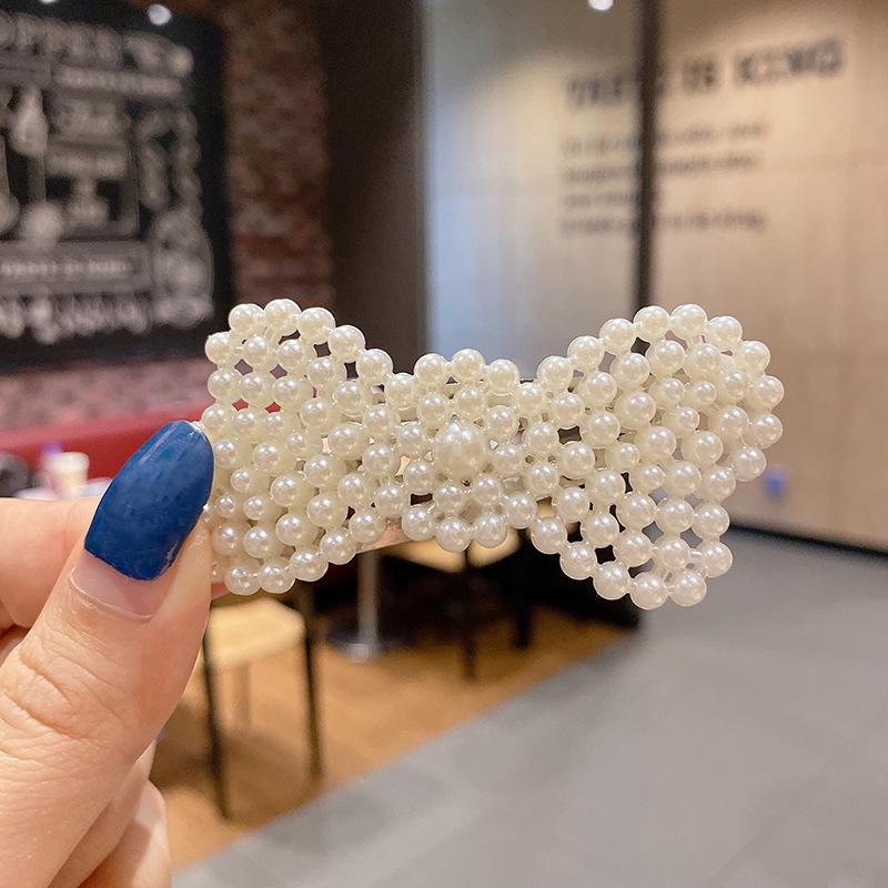 Корейская шпилька для волос со стразами и жемчугом для женщин: Элегантная боковая заколка для челки