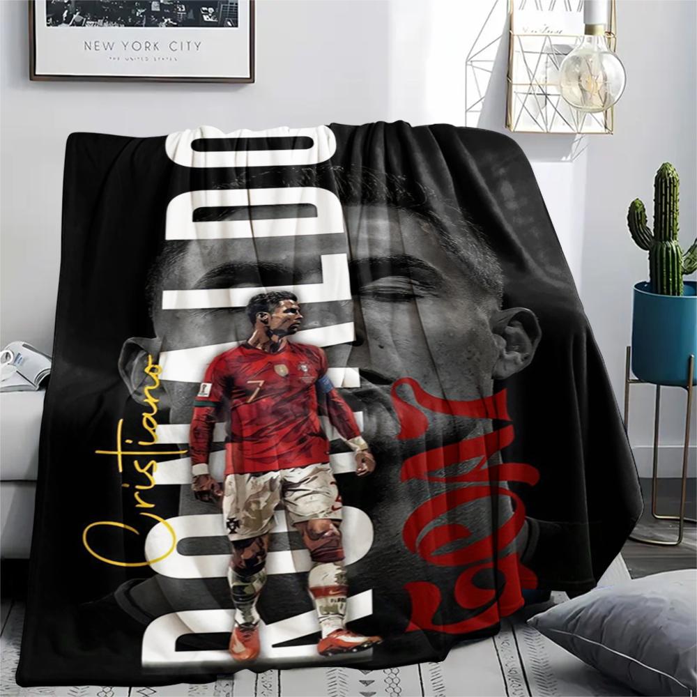 1pc C Ronaldo Print Flannel Blanket, High quality Comfortable for All Seasons, Home Decor, Warmth and Comfort, Perfect for Christmas Gifts25