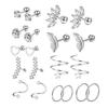 20pcs 16G Piercing Jewelry Set Simple Earrings Ear Clips Cartilage Studs 3 Colors