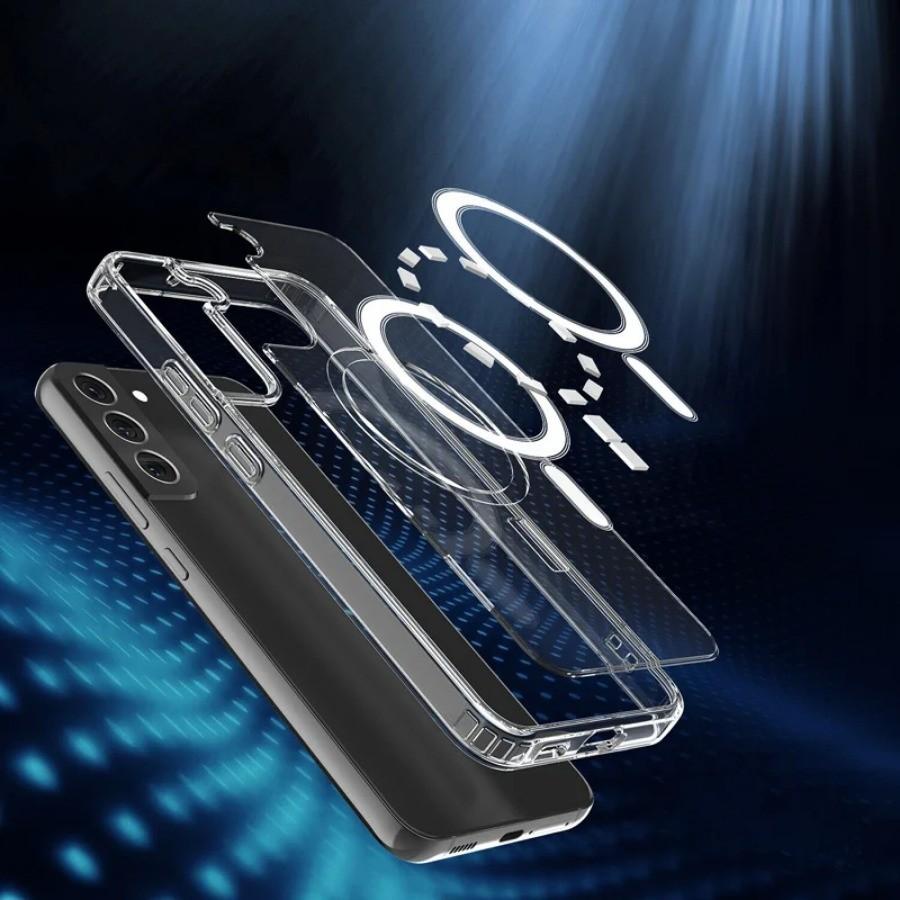 Прозрачный чехол для Samsung Galaxy S22 S23 S24 S25 Ultra, беспроводная зарядка, магнитный, противоударный, противоскользящий чехол