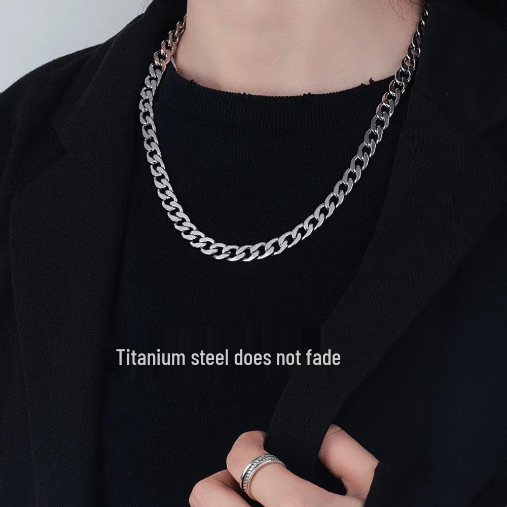 Ожерелье кубинской цепи из нержавеющей стали - Титановая сталь, Не тускнеет, Дизайн унисекс.