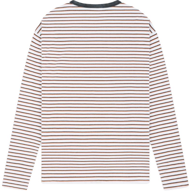 WE11DONE FW24 Спущенное плечо Вязаный круглый вырез Вышитый микро-логотип В полоску Длинный рукав Футболка Унисекс Топы Белый WD-TT0-25-737-U-WH