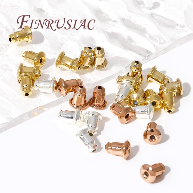 50/100 шт./Лот Золотые Застежки для Серег-Гвоздиков, Позолоченные 14K Заглушки для Серег, Материалы для Изготовления Украшений DIY