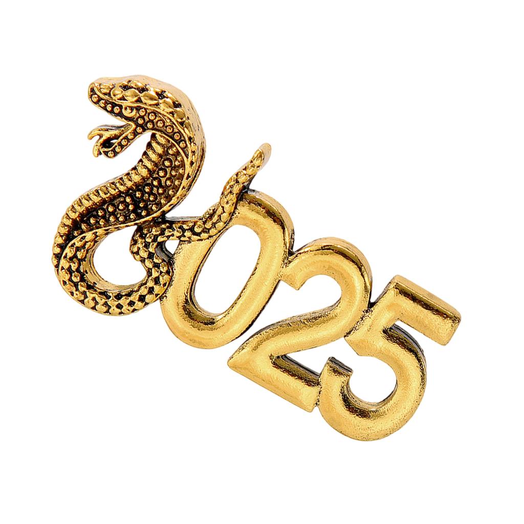 Elegant 2025 Snake Year Brooch Pin Wisdom And Good Fortune Badge Pin Nonfading Metal For Festival Fashion Enthusiasts