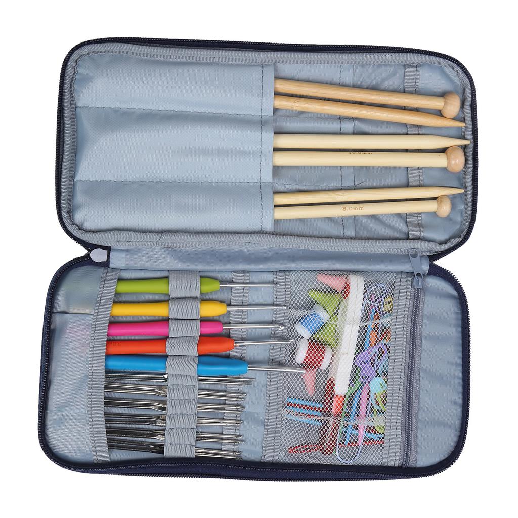 Knitting Kit Ergonomic Design Portable Bamboo Stick Needle with Storage Bag for DIY Enthusiast