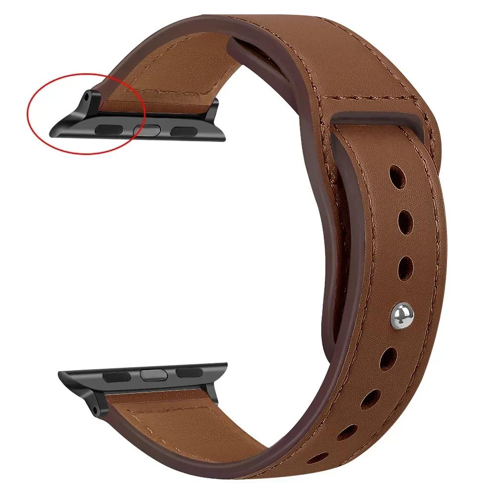 Кожаный ремешок для Apple, ремешок для часов 44 мм, 45 мм, 41 мм, 40 мм, 49 мм, 42 мм, 38 мм, 45, 44 мм, браслет Correa iWatch series 3, 4, 6 SE, 7, 8, ультра