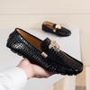 2021 Summer Large Size Crocodile Leather Men's Lightweight Doudou Shoes Trendy with European and American Style Casual Men's Shoes Driving Leather Sh