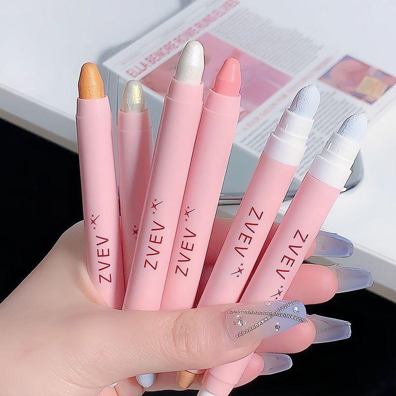 Ручка для теней с двойной головкой Pearl Shimmer Sleeper Контурная ручка шелкопряда Натуральная подсветка Осветляющие тени для век Водонепроницаемый стойкий набор для макияжа