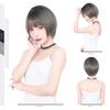 Wig Short Bob Heat Resistant Full Wig Black Hair Brown Gray Blue Natural Round Silhouette Wig Net Included Round Short Black Gray [TefuRe] D-3110-BkGy