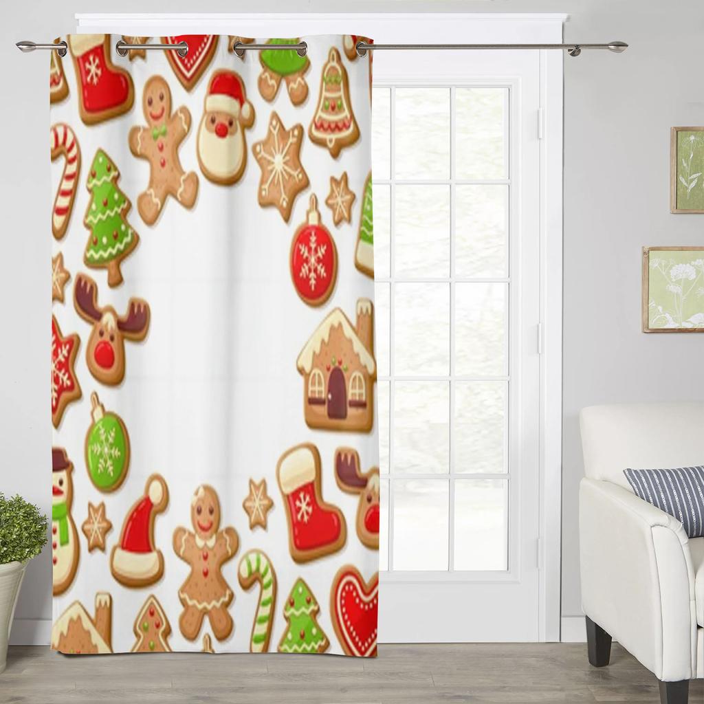 Gingerbread Cookies Background Window Curtains For Living Room Bedroom Luxury Modern Kitchen Curtains Fabric Drapes