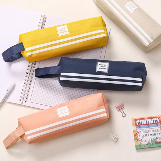Portable Canvas Pencil Case with Handle Large Capacity Stationery Bag Student Pencil Organizer for Pens Markers Rulers Back-to-School Gifts