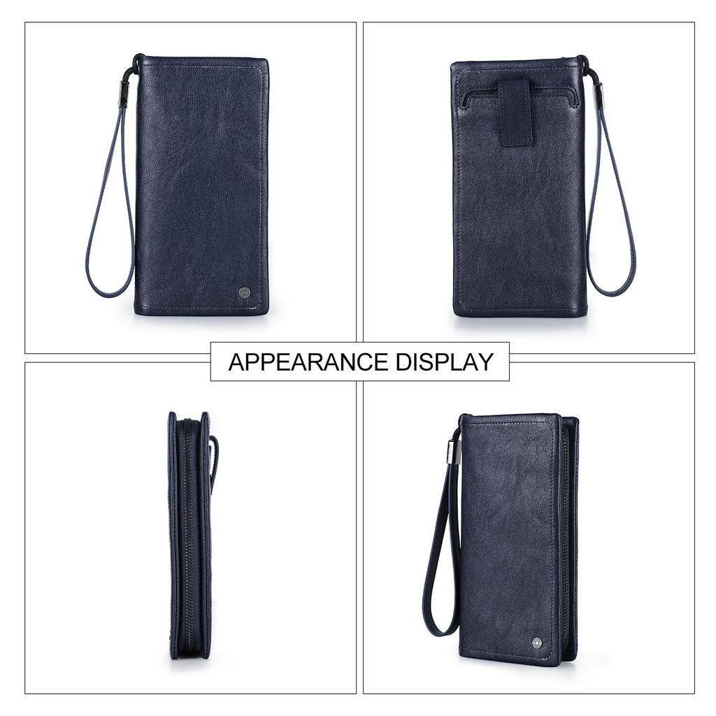 Genuine Leather Men's Long Wallet Male Clutch Purses RFID Wallets Zipper Large Capacity Card Holder