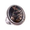 Кольцо из стерлингового серебра 925 пробы с натуральным черным медным бирюзовым камнем S.6 R6a35