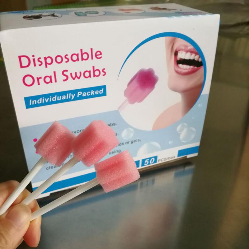 50 шт./упаковка портативных одноразовых губчатых тампонов для ухода за полостью рта