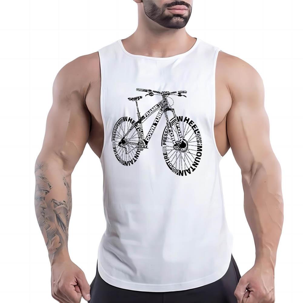 Summer Adult Men'S Casual Sports Crew-Neck Vest Creative Bike 2d Print Trend Comfortable Simple Breathable Sleeveless T-Shirt