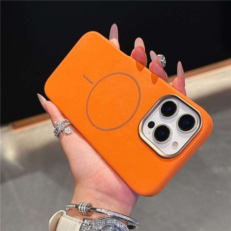 Metal Lens Protection Magnetic Attraction Case for iPhone 13 14 15 16 17 Pro Max 17 Air Premium Leather Wireless Charging Cover