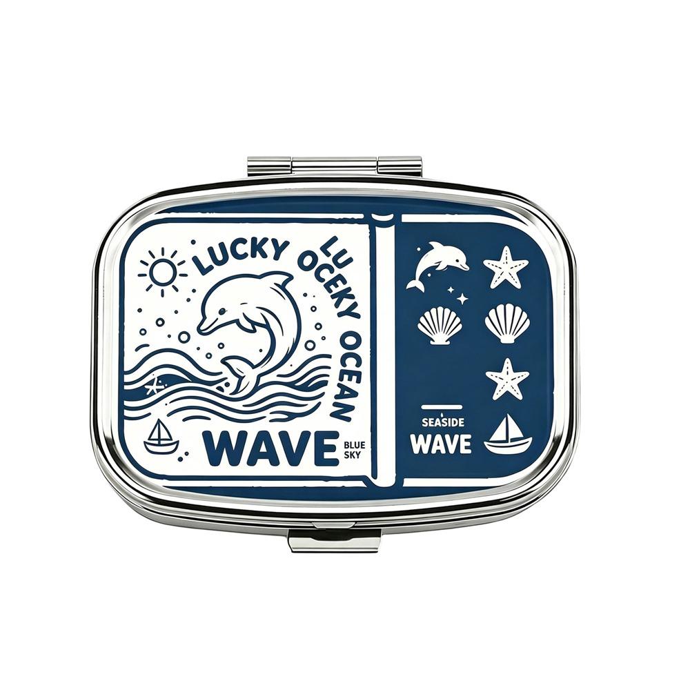 Mini 2 Grids Pill Box Cute Sardine Jewelry Box Sardine Print Pill Box Vitamins Pills