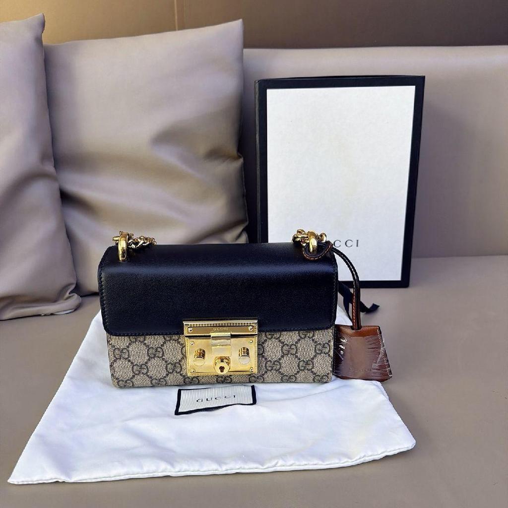 [Pre-Owned] Padlock Moonlight Treasure Box Series Metal Lock Logo Canvas And Leather Crossbody Bag Small - Excellent #1YO23TD