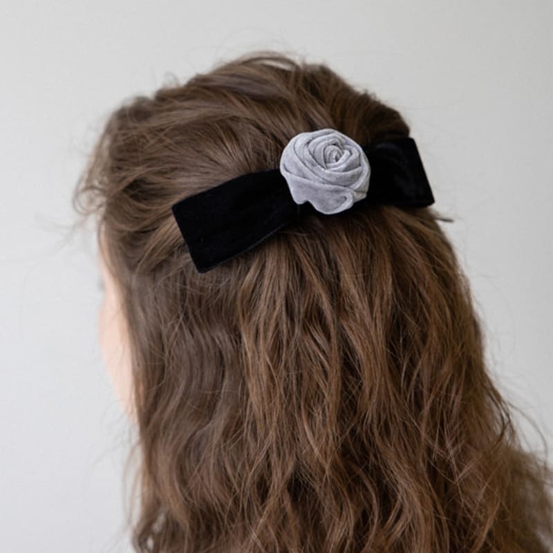 MERRYMOTIVE Rose velvet ribbon hairpin (2colors)