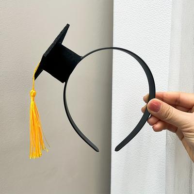 1 шт. Повязка на голову с выпускной шапочкой, Черная докторская шляпа, Дизайн повязки на волосы для выпускной вечеринки, Реквизит для фото, Подарки на церемонию