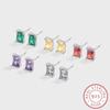 Classic Ruby Emerald Amethyst Topaz Baguette Stud Earrings For Women Colorful Original Sterling Silver Anniversary Jewelry
