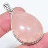 Натуральный Розовый Кварц Драгоценный Камень Ручной Работы Кулон из Стерлингового Серебра 925 пробы 2,01" m5i70