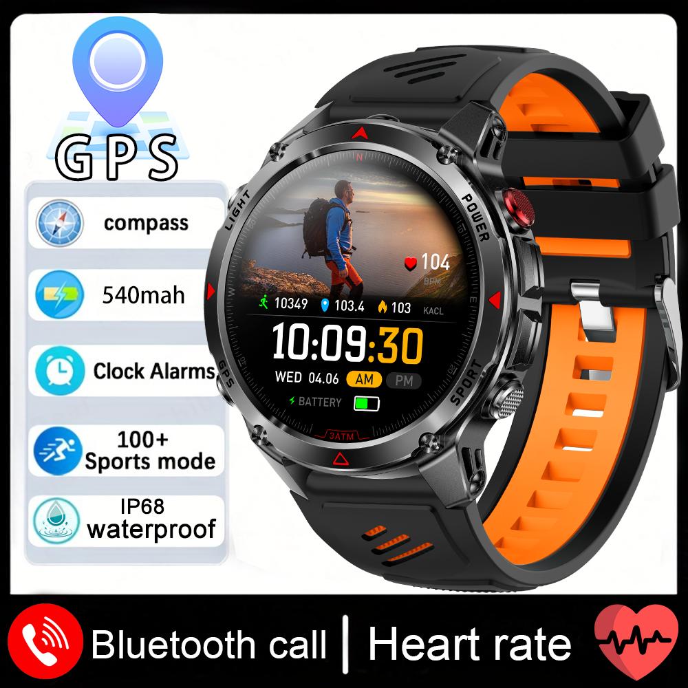 Новые мужские умные часы с Bluetooth для звонков, военные, 2,01-дюймовый экран, водонепроницаемость 5ATM, двухчастотный GPS, для активного отдыха и спорта