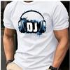Мужская футболка с узором DJ-наушники, слегка эластичная, вязаная, повседневная, летняя, дышащая, хлопковая, мужская одежда