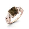 1.86 Ctw Cushion Smoky Quartz 925 Sterling Silver Rose Vermeil Twisted Shank Women Wedding Ring