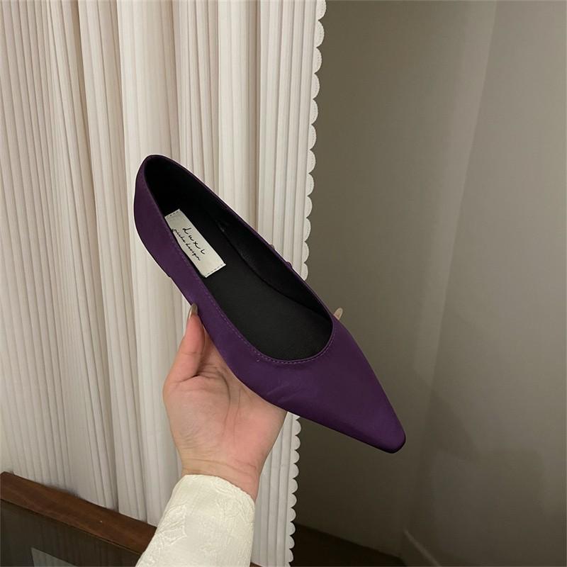 Новый стиль, мода, женская повседневная мода, неглубокие женские балетки на плоской подошве, шлепанцы, шелковая обувь, острый носок, женские балетки с обувью