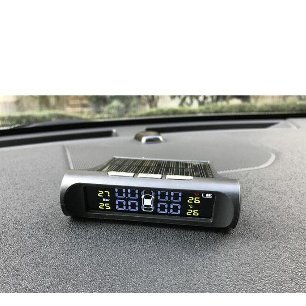 Солнечная энергия USB TPMS система контроля давления в шинах автомобиля ЖК-дисплей 4 внешних / внутренних датчика для внедорожника седан предупреждение о температуре