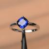 Engagement Ring Blue Sapphire Ring September Birthstone Blue Gemstone Cushion Cut Gems Sterling Silver Ring