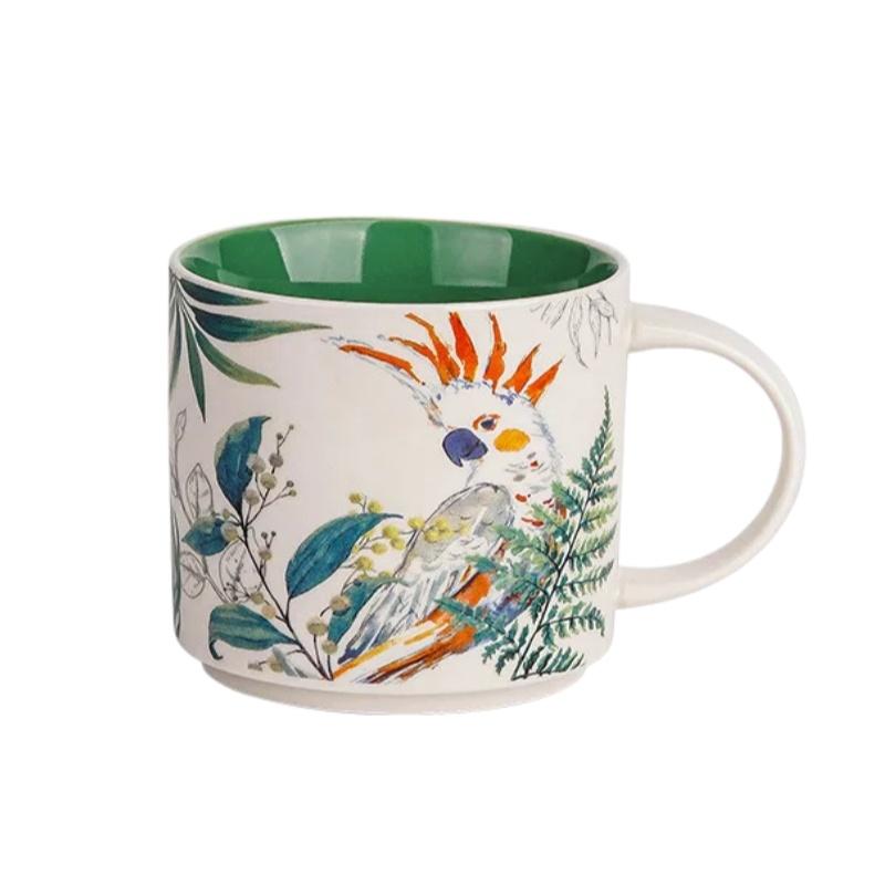 JUSTINLAU Ceramic Mug Cartoon Ice Cream Bear Flower Bird Water Cup Portable Breakfast Coffee Milk Oat Cups Home Office Drinkware