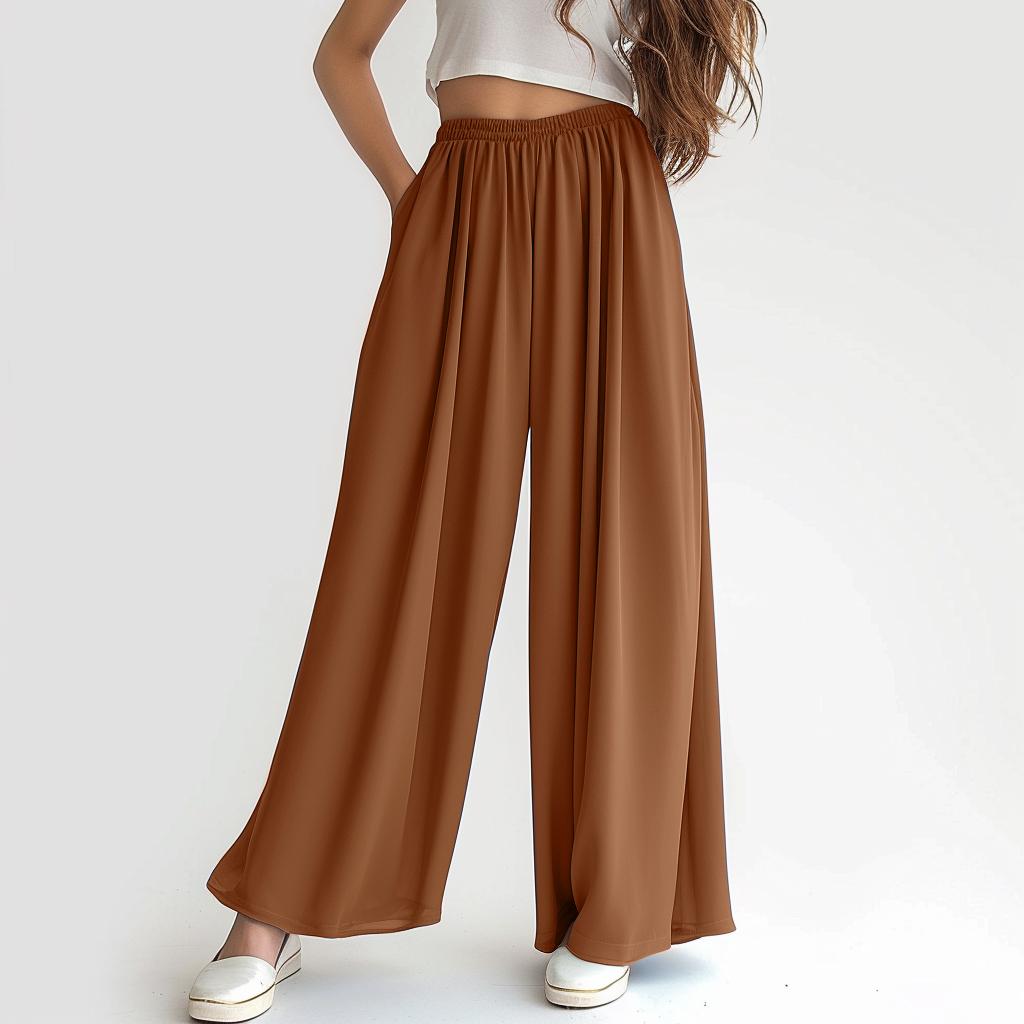 Spring Summer Autumn Elastic Wide Band Leg Pants Female Solid Wide Full Length Pants Casual Ladies Trousers Plus Size