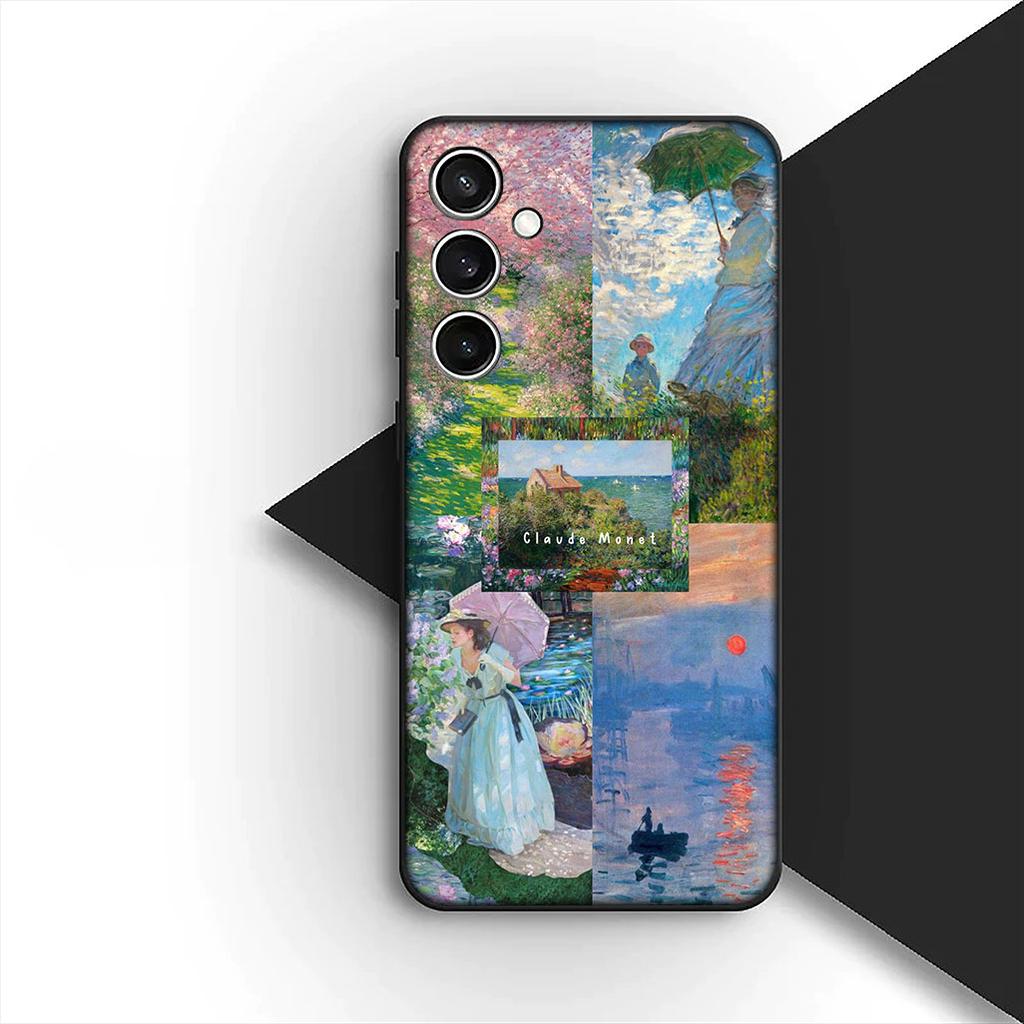 Cover for Samsung Galaxy S24 S25 S23 FE Ultra Plus S7 Edge S25+ S23+ A56 5G Casing Phone Case Claude Monet Waterlily Cat