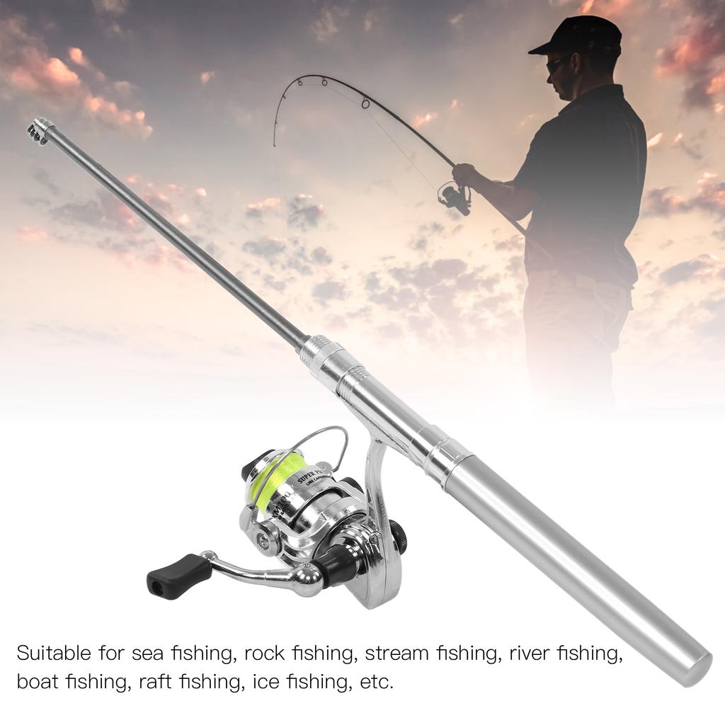 Portable Pen Shape Fishing Rod Pole Retractable Fishing Rod with Reel Wheel