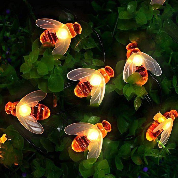 Guirlande solaire 30 LED 6,5 m – LEDs blanc chaud, 8 modes mémoire, étanche IP65, fil de cuivre