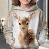 Kawaii Толстовка с 3D принтом животного и оленя, уличная одежда, свитшот для мальчиков и девочек, большие толстовки унисекс, детские пуловеры с капюшоном, топы, одежда